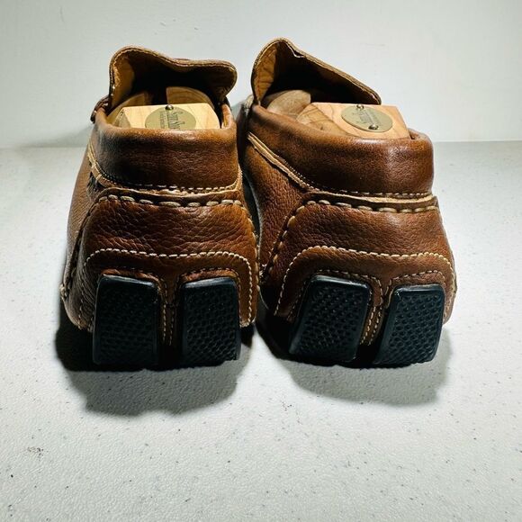 Clarks Mens Brown Leather Slip On Size 10.1/2 Loafer Mocs Driver Shoes - Picture 5 of 8